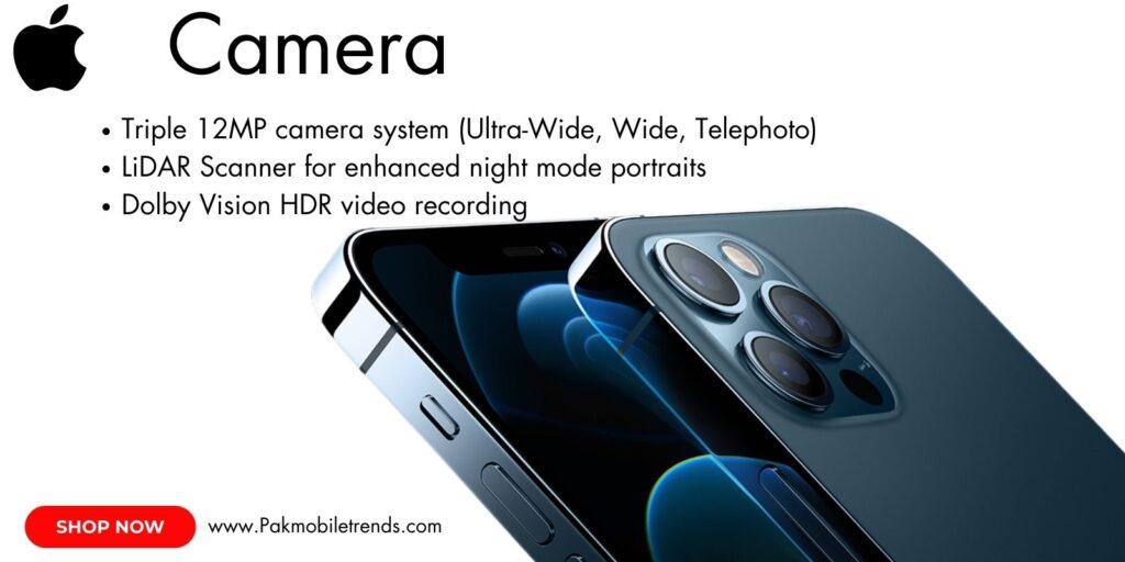 Close-up of iPhone 12 Pro Max triple-lens camera system