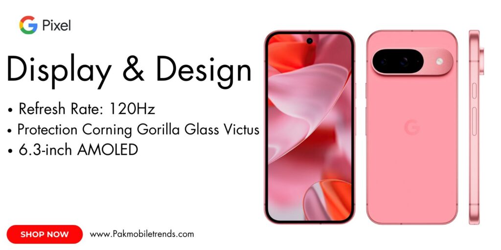 Google Pixel 9 smartphone with a vibrant OLED display, showcasing sharp colors and high resolution for an immersive viewing experience.