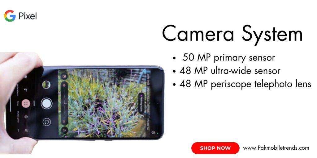 Google Pixel 8 Pro smartphone showcasing its advanced triple-camera system with ultrawide, wide, and telephoto lenses.
