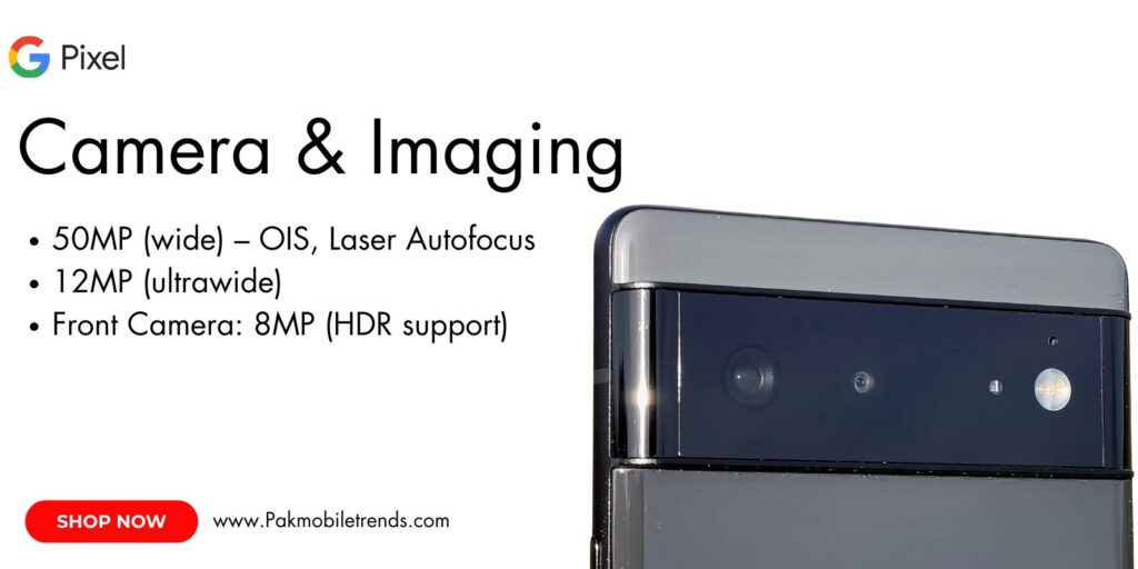 Google Pixel 6 smartphone showcasing its advanced dual-camera system with vibrant color options, highlighting its photography capabilities.