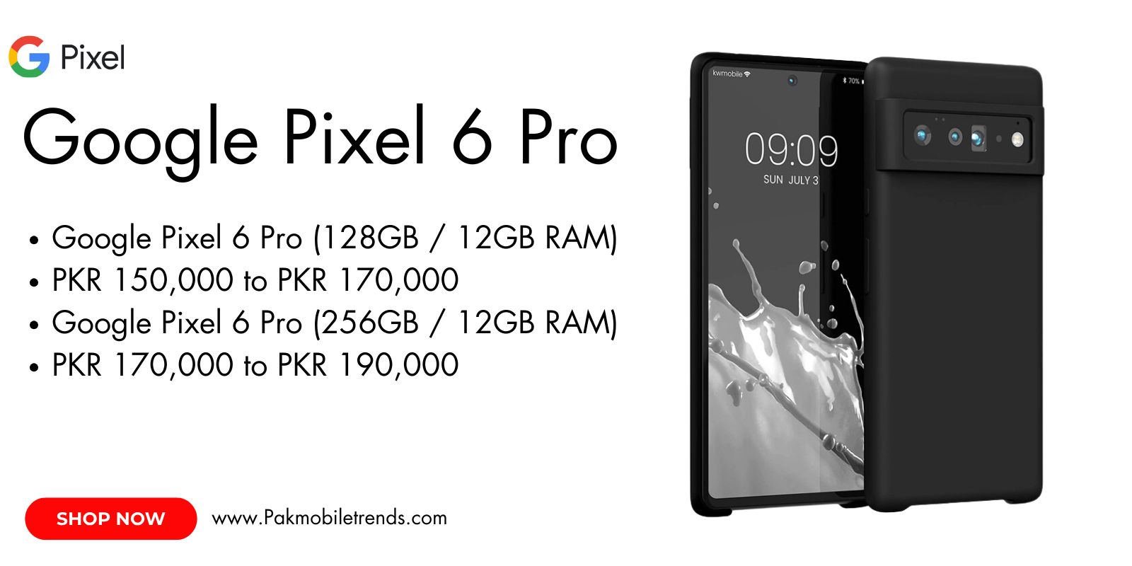 Google Pixel 6 Pro smartphone showcasing its sleek design, dual-tone finish, and advanced camera system on a clean background.