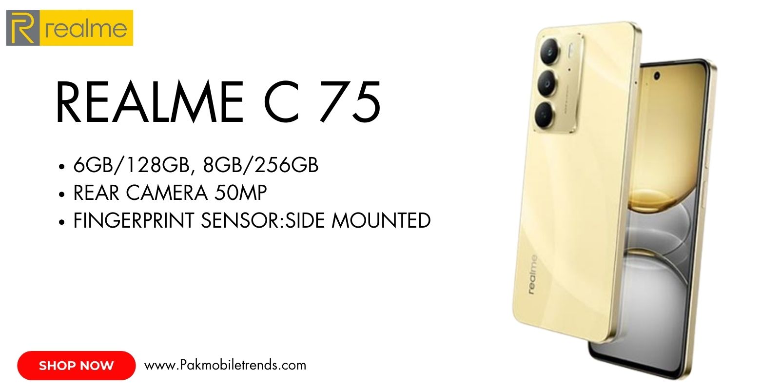 Realme C75 smartphone featuring a sleek design, large display, and powerful performance for everyday use