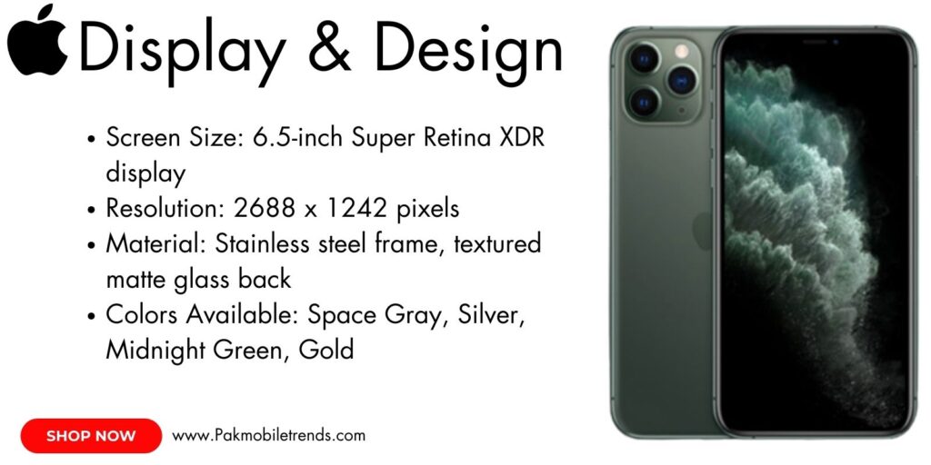 Garnet iPhone 11 Pro Max display replacement with high-resolution screen and vibrant colors.
