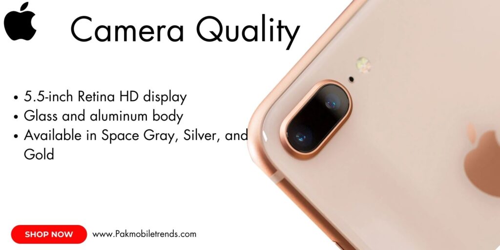 Close-up of iPhone 8 Plus dual-lens camera system