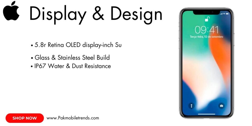 Close-up of iPhone X display with edge-to-edge OLED screen