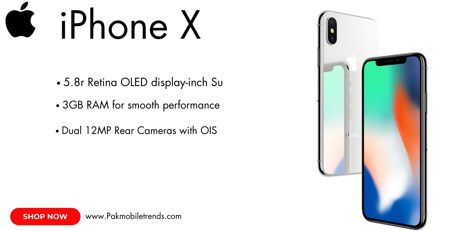 Close-up of iPhone X dual-camera system with sleek glass back