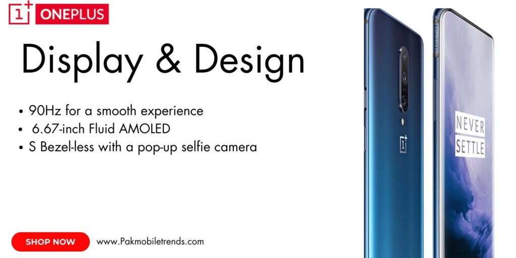 OnePlus 7 Pro featuring a stunning edge-to-edge Fluid AMOLED display with a 90Hz refresh rate for smooth visuals.