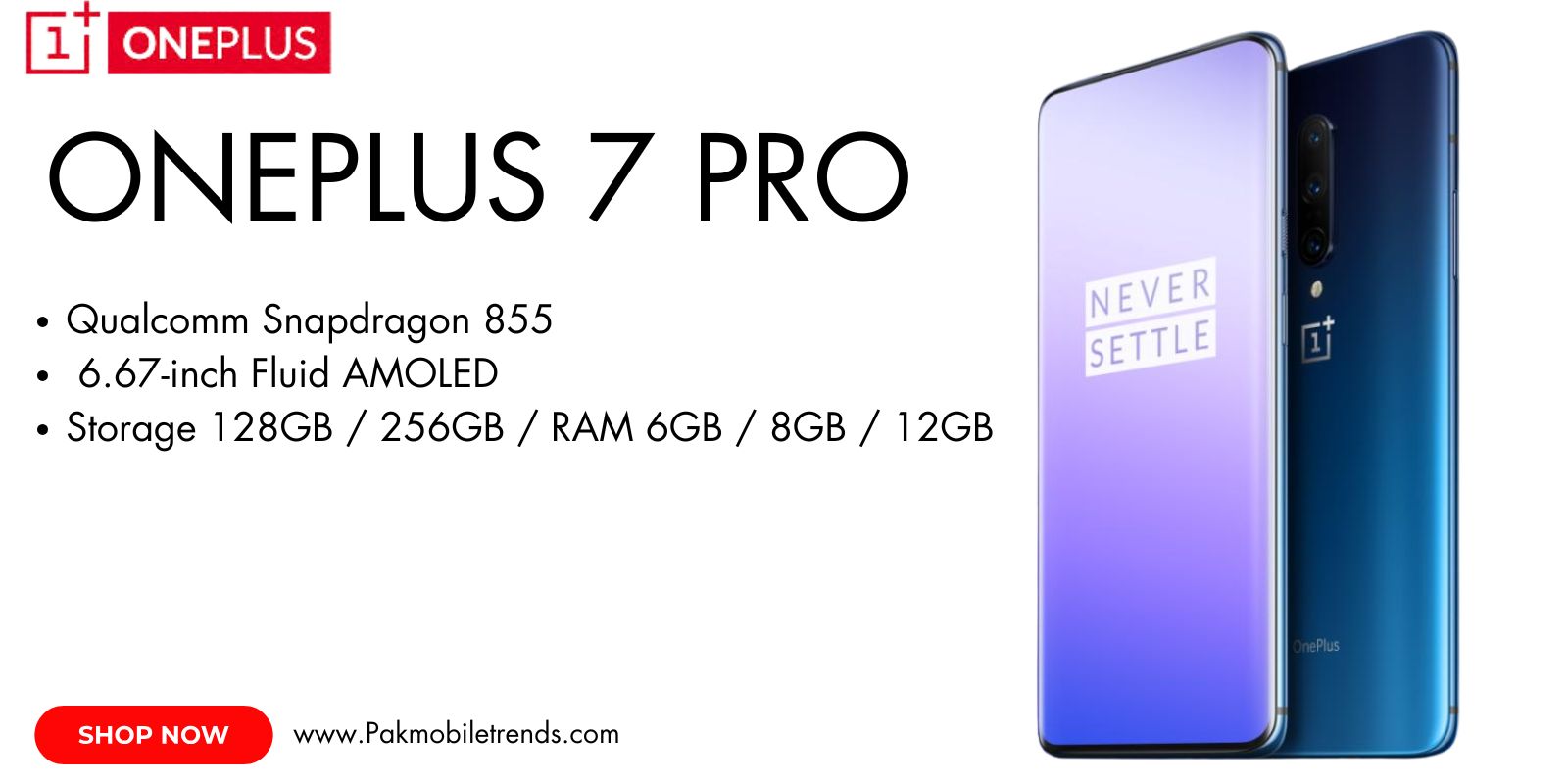 OnePlus 7 Pro smartphone showcasing its advanced triple camera setup, including a 48MP main sensor, ultra-wide lens, and telephoto lens.