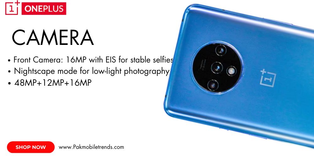 OnePlus 7T featuring a triple-camera setup with ultra-wide, macro, and telephoto lenses for stunning photography.