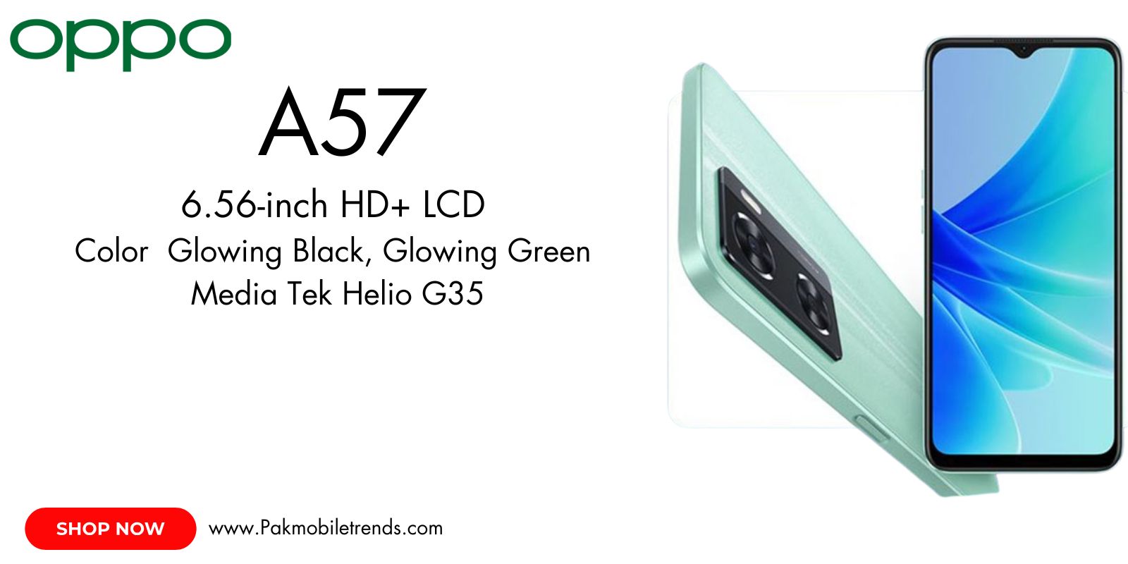 Oppo A57 smartphone in sleek design with high-quality display