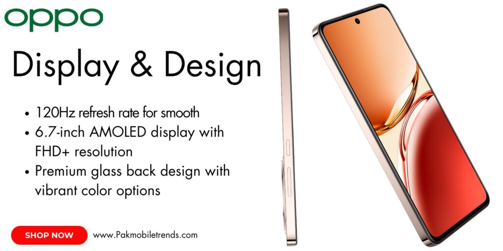 Oppo Reno 12F display with vibrant colors and smooth visuals.