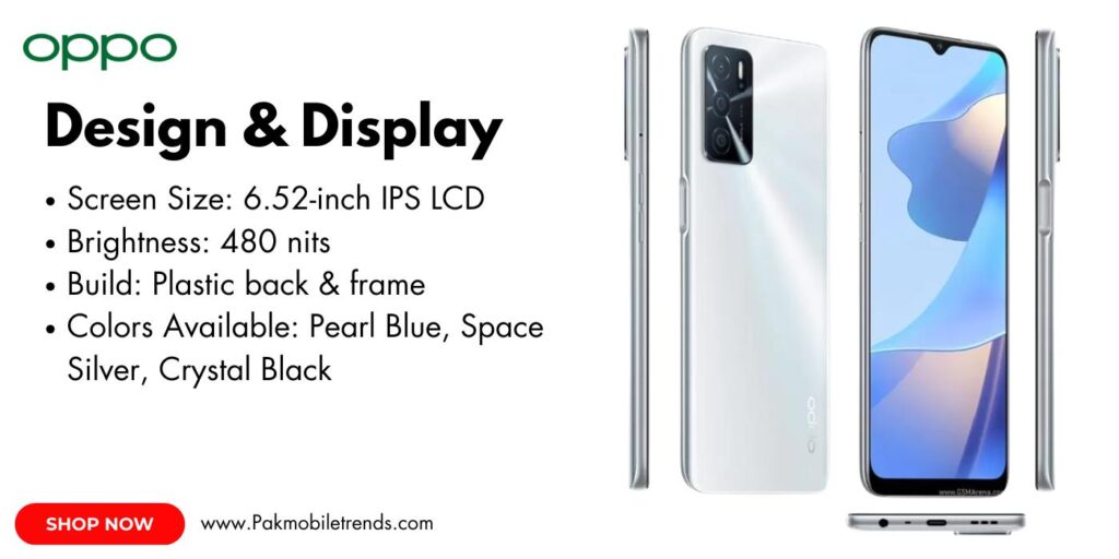 Oppo A18 smartphone showcasing its vibrant 6.56-inch HD+ display with a waterdrop notch, sleek bezels, and vivid colors for an immersive viewing experience.