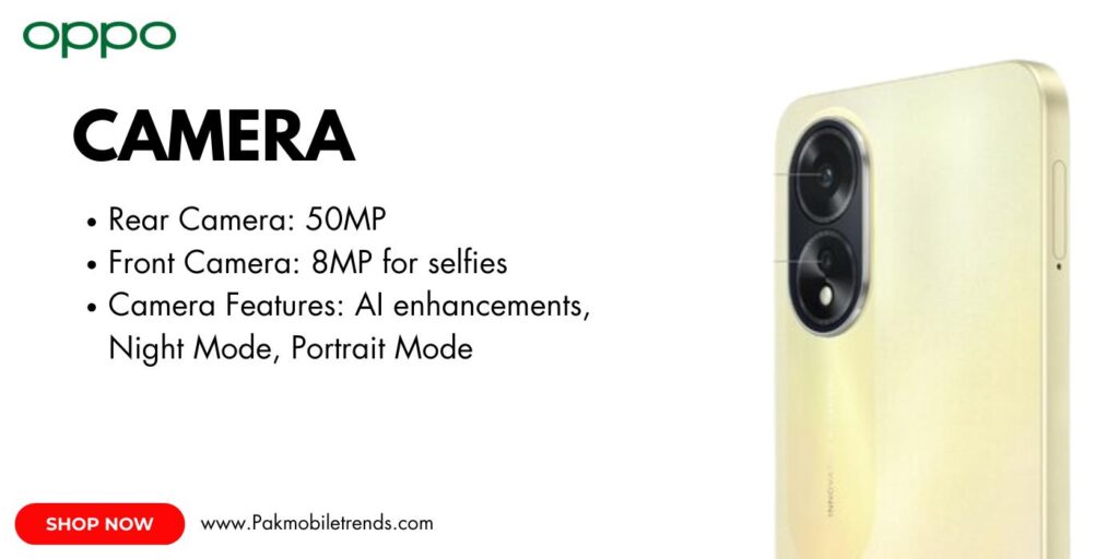 Close-up of the Oppo A38 smartphone showcasing its dual rear camera setup with LED flash, highlighting its sleek design and advanced photography features.