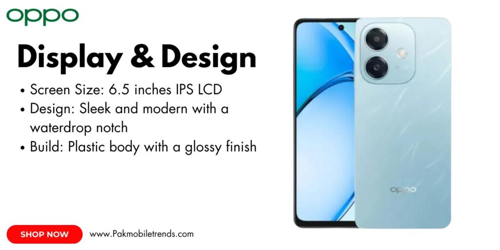 Oppo A3x smartphone showcasing its vibrant 6.56-inch HD+ display with a 90Hz refresh rate, featuring slim bezels and a waterdrop notch for the front camera.