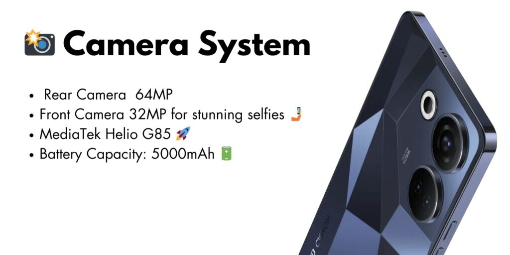 Close-up view of the Tecno Camon 20 camera, showcasing its high-resolution lens and advanced imaging technology.