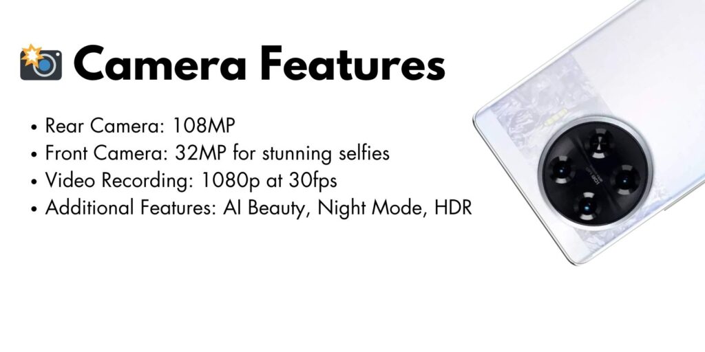 Close-up view of the Tecno Spark 20 Pro Plus camera module, showcasing its high-resolution lens and advanced AI capabilities.