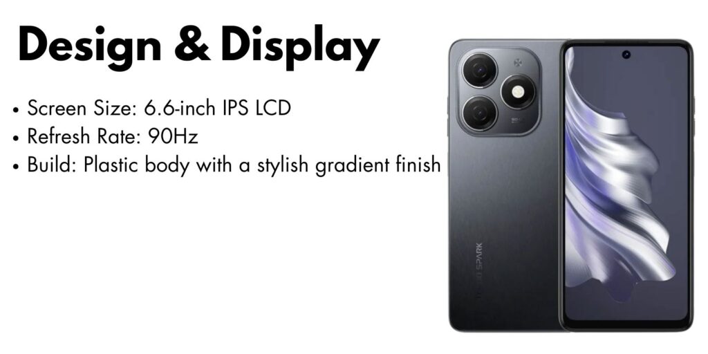 Tecno Spark 20C smartphone with vibrant display and sleek design.