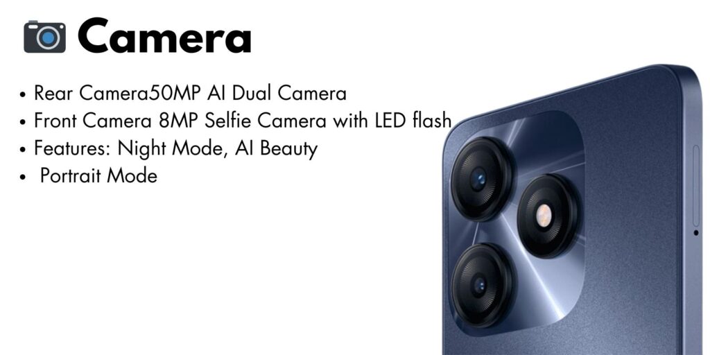 Tecno Spark 20C smartphone showcasing its advanced dual-camera system and sleek design