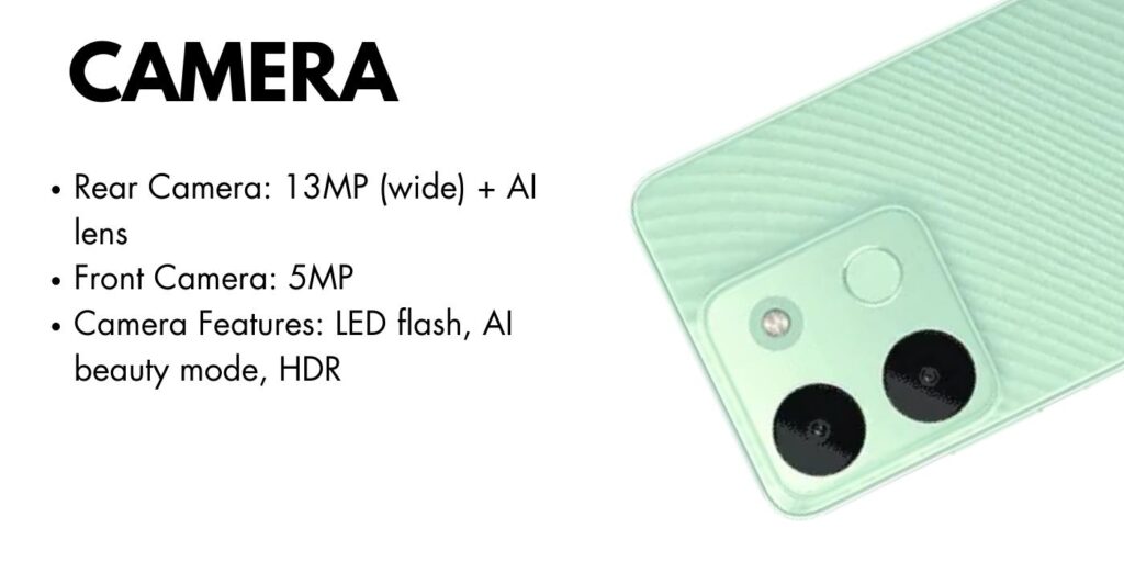 Infinix Smart 7 smartphone showcasing its rear dual-camera setup and LED flash