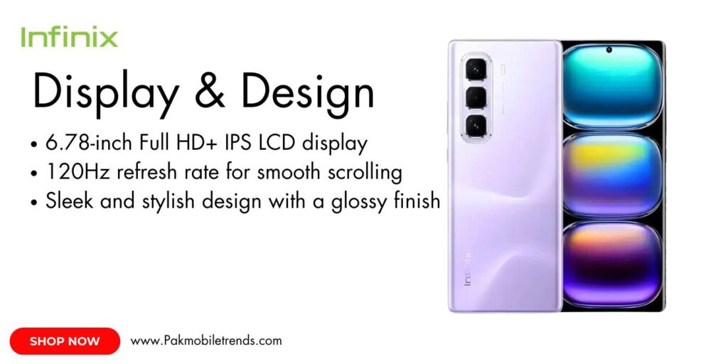 Close-up of the Infinix Hot 50 Pro smartphone showcasing its large 6.78-inch HD+ display with a smooth 90Hz refresh rate, vibrant colors, and a punch-hole camera design.