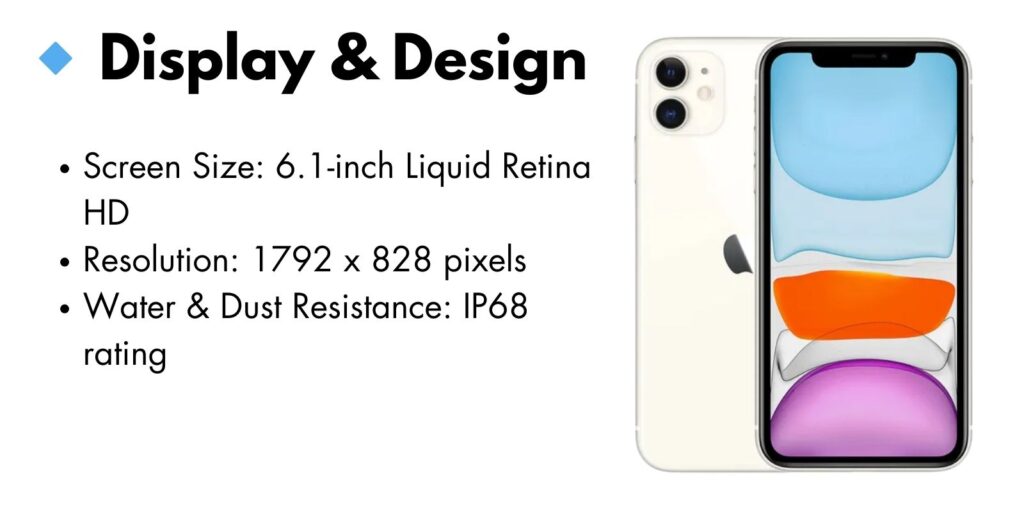 Close-up view of the iPhone 11 display showcasing its vibrant Liquid Retina HD screen with rich colors and sharp details.