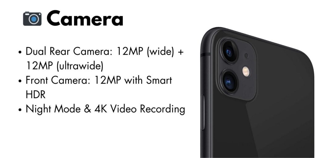 Close-up view of the iPhone 11 dual-camera system with ultra-wide and wide lenses.