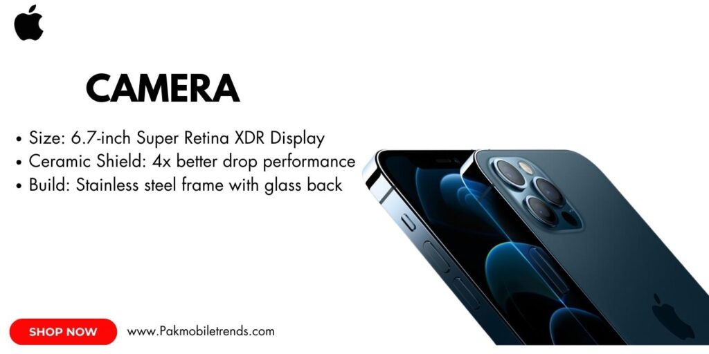 Close-up of the iPhone 12 Pro Max triple-camera system with LiDAR scanner, showcasing the sleek design and advanced photography capabilities.