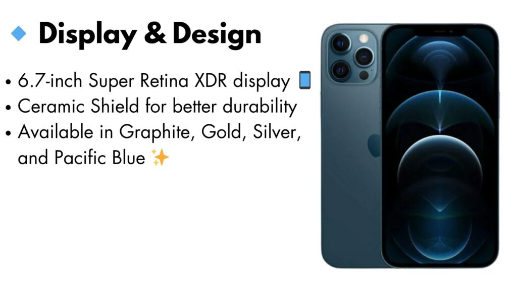 Close-up view of the iPhone 12 Pro Max display showcasing its Super Retina XDR screen with vibrant colors and high resolution.