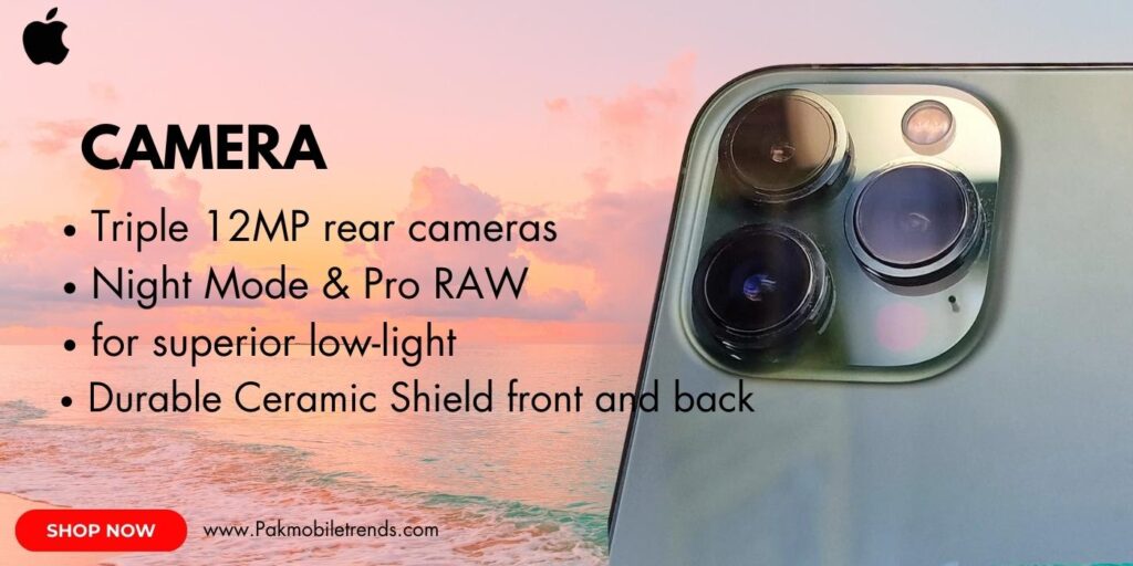 Close-up of the iPhone 13 Pro Max triple-camera system with LiDAR scanner, showcasing the sleek design and advanced photography capabilities.