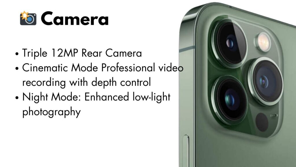 Close-up view of the iPhone 13 Pro Max camera system, showcasing its triple-lens setup with LiDAR sensor.