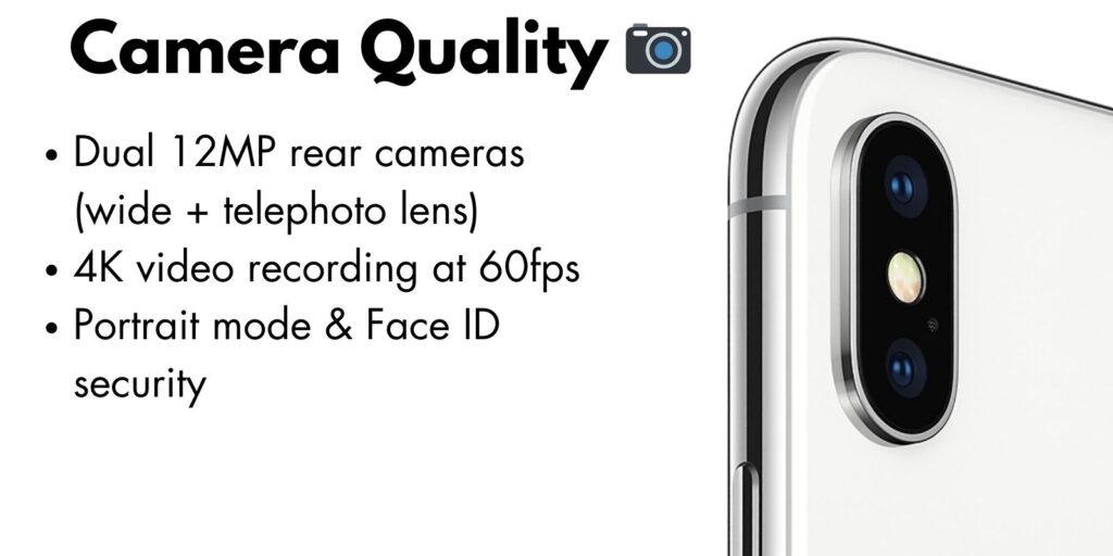 Close-up view of the iPhone X dual-camera system with a sleek glass back design.