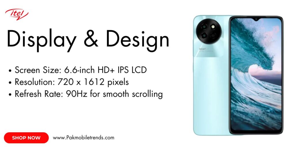 itel S23 smartphone showcasing its advanced camera setup with high-resolution photography capabilities.