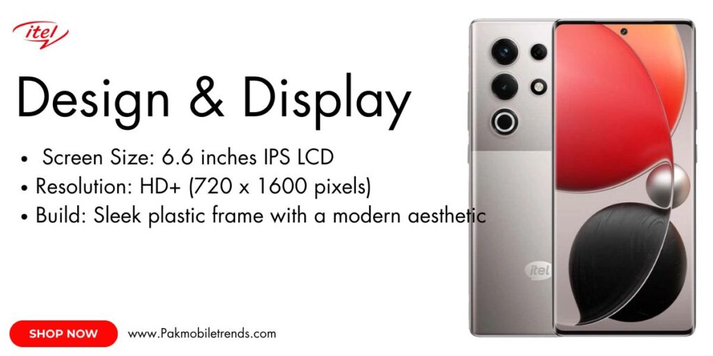 itel S25 ULTRA smartphone with a vibrant 6.6-inch HD+ display, sleek design, and dual rear cameras