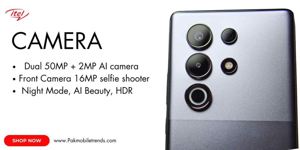 Close-up of itel S25 ULTRA smartphone showcasing its advanced triple rear camera setup with AI technology for stunning photography