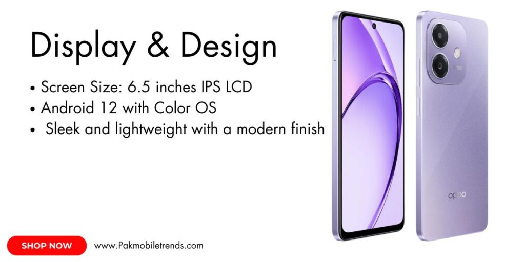 Oppo A3X smartphone displayed on a white background, showcasing its sleek design, large display, and dual-camera setup. The device is powered by a long-lasting battery and features a modern, minimalist aesthetic.