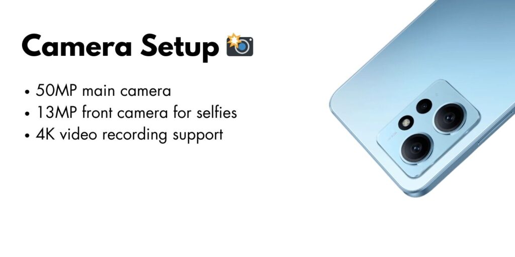 Close-up of the Redmi Note 12 camera module showcasing its high-resolution lenses.