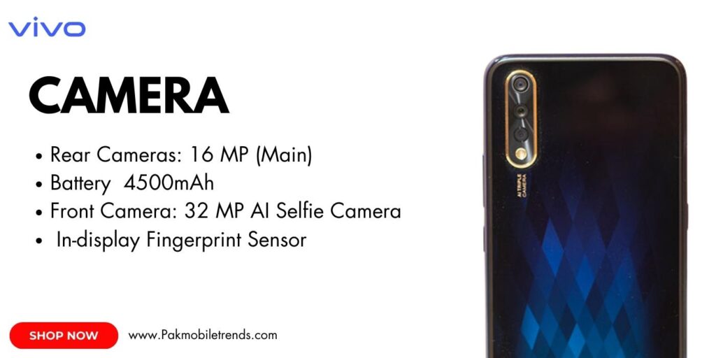 Close-up of Vivo S1 smartphone showcasing its advanced triple rear camera setup with AI capabilities, sleek design, and vibrant display.