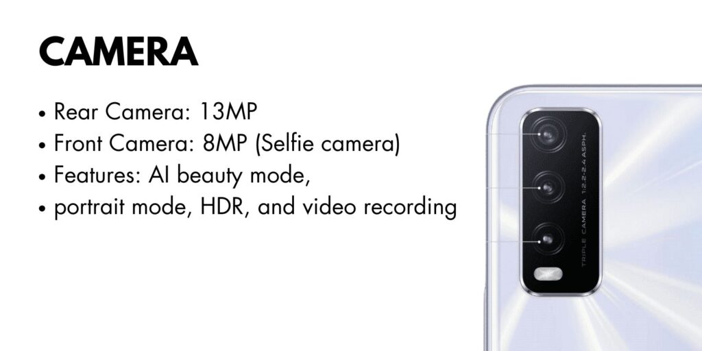 Close-up view of the VIVO Y20 camera showcasing its AI-powered triple rear camera setup