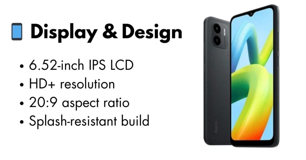 Redmi A2 Plus smartphone front and back view with HD+ display