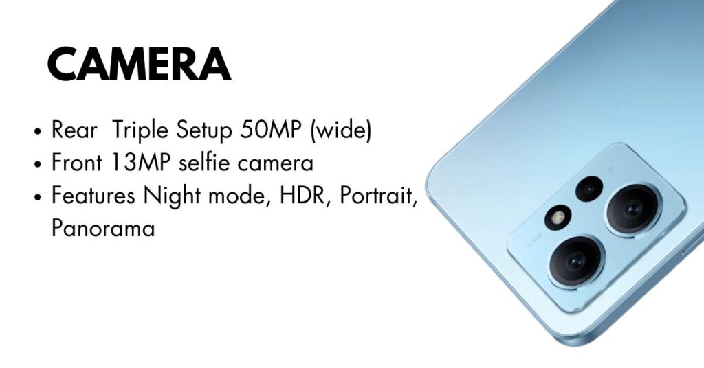 Redmi Note 12 rear camera close-up with triple lens setup
