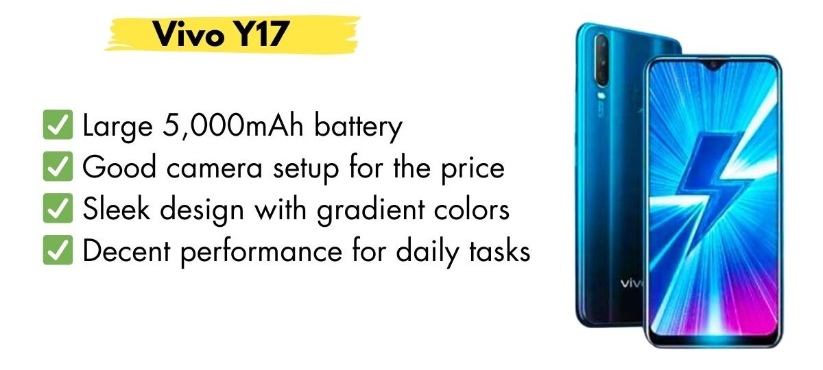 Vivo Y17 smartphone with AI triple camera and long-lasting battery
