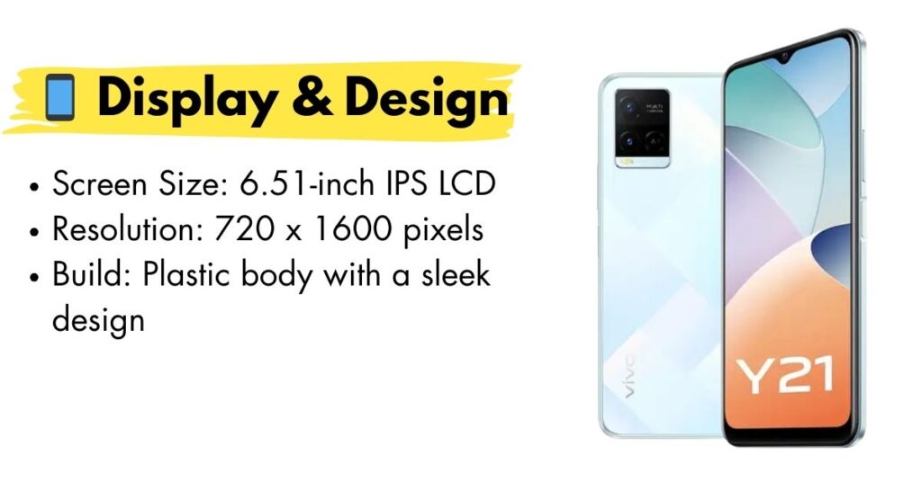 Vivo Y21 smartphone with HD+ display and sleek design