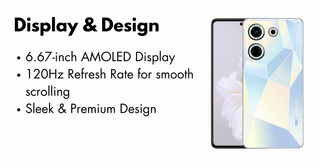Tecno Camon 20 smartphone with sleek design and advanced features.