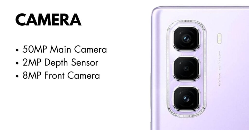 Close-up view of Infinix Hot 50 Pro camera module showcasing its dual-lens setup and LED flash.