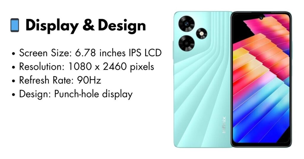 Infinix Hot 30 smartphone showcasing its vibrant display and sleek design.