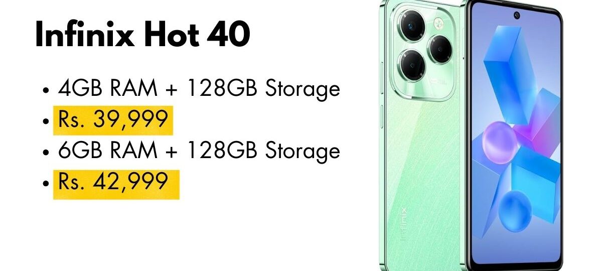 Infinix Hot 40 smartphone with sleek design, vibrant display, and advanced camera features.