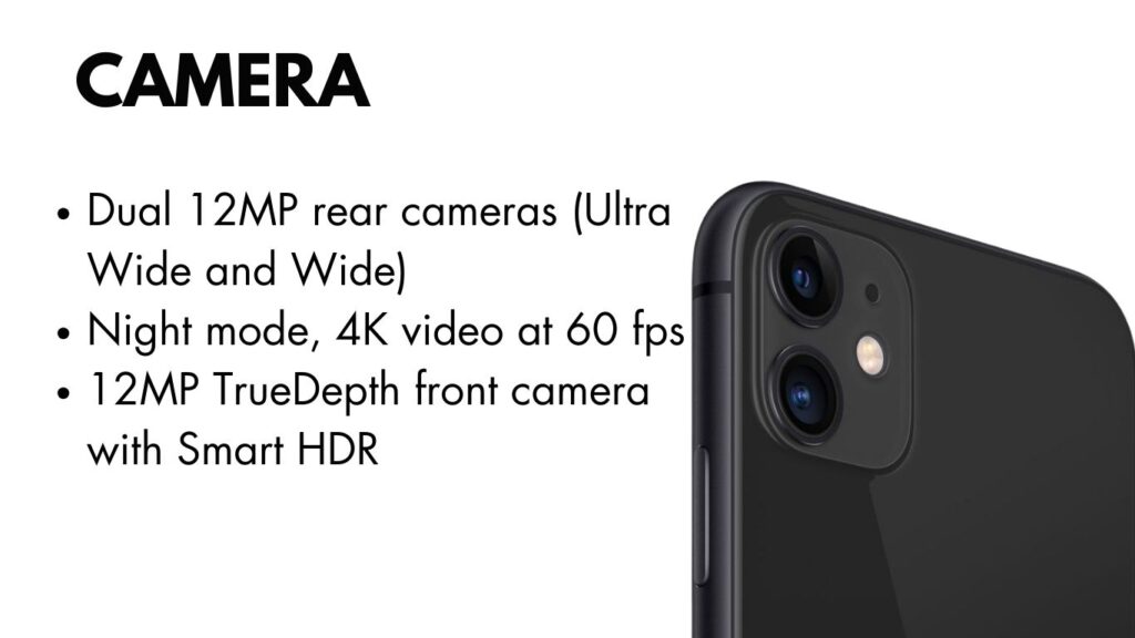 iPhone 11 dual-camera system showcasing wide and ultra-wide lenses.