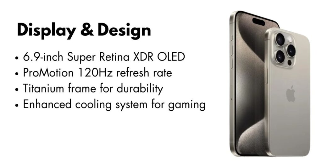 iPhone 16 Pro Max featuring stunning Super Retina XDR display with ultra-thin bezels