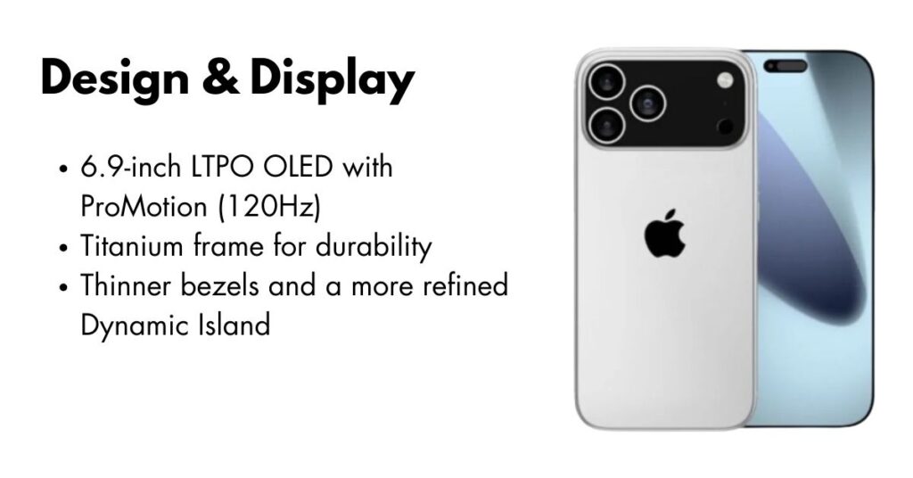 iPhone 17 Pro Max front and back view showcasing sleek design and advanced display
