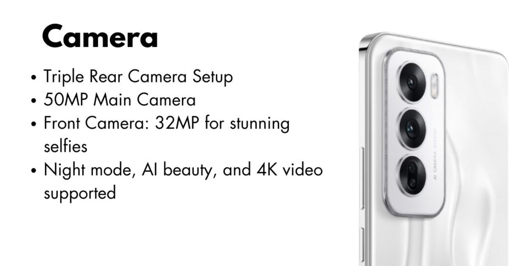 Oppo Reno 12 triple rear camera with AI enhancement and ultra-clear night photography